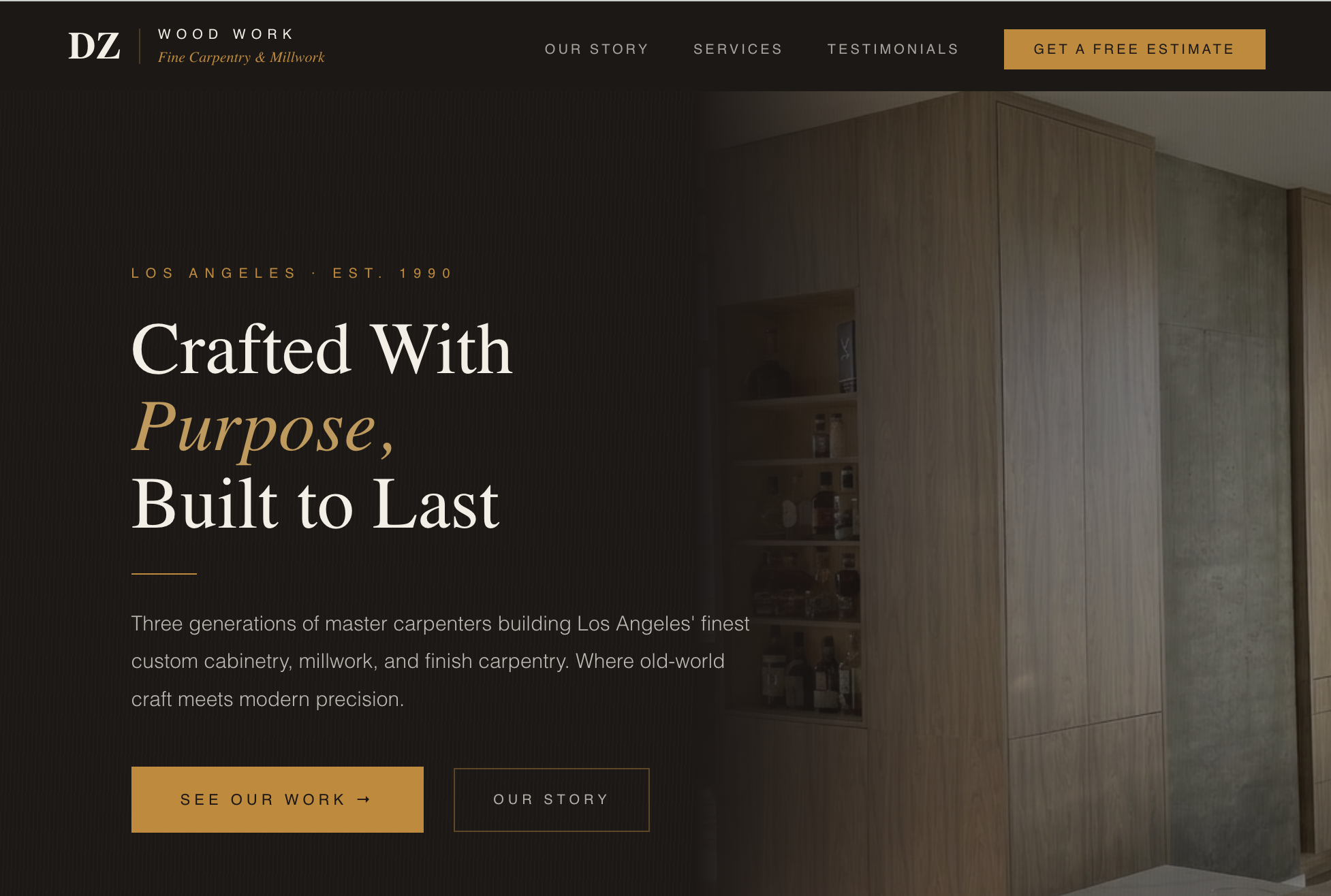 DZ Woodwork website homepage