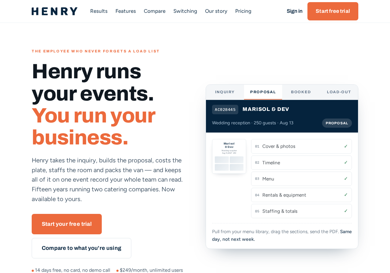 Henry website homepage