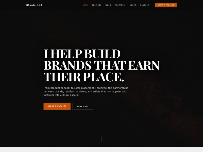 Sardar Studio website homepage